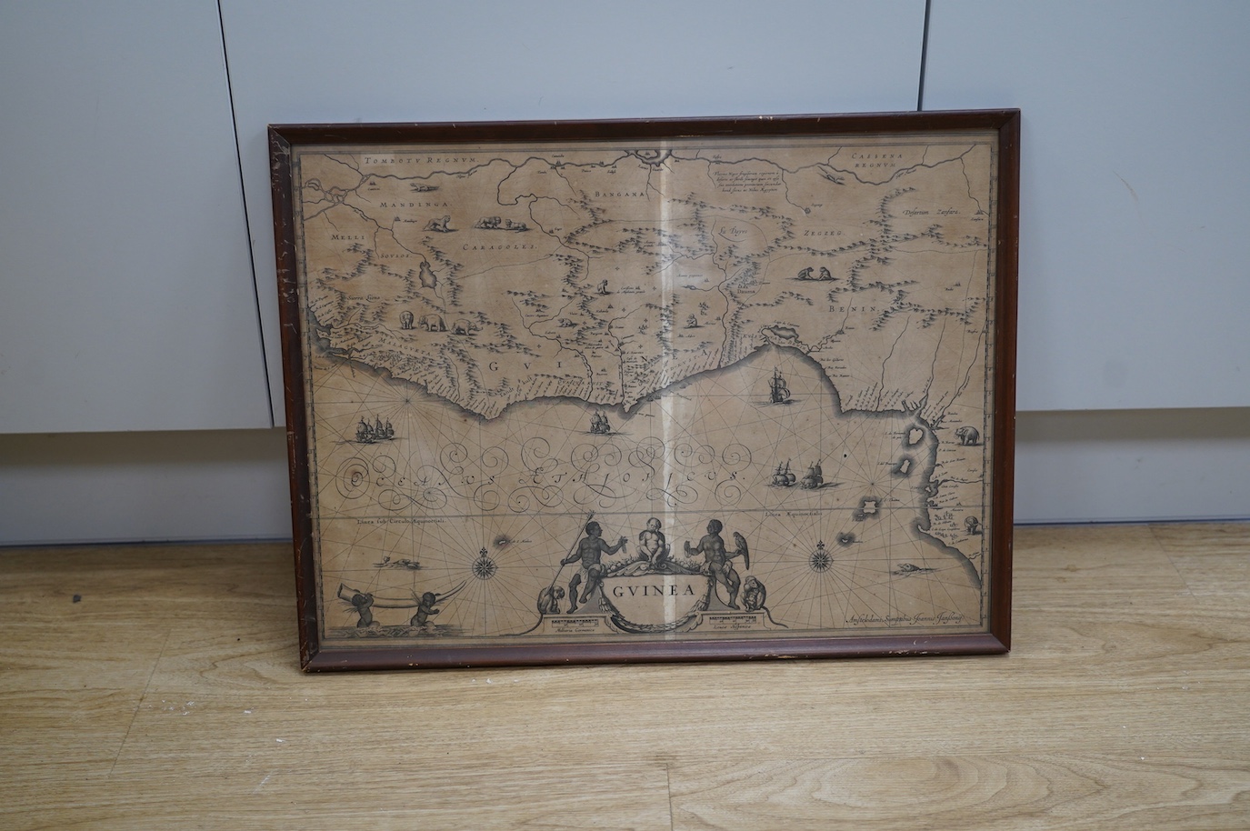 Jan Jansson (Dutch, 1588-1664), map of Guinea, 39 x 51cm. Condition - poor to fair